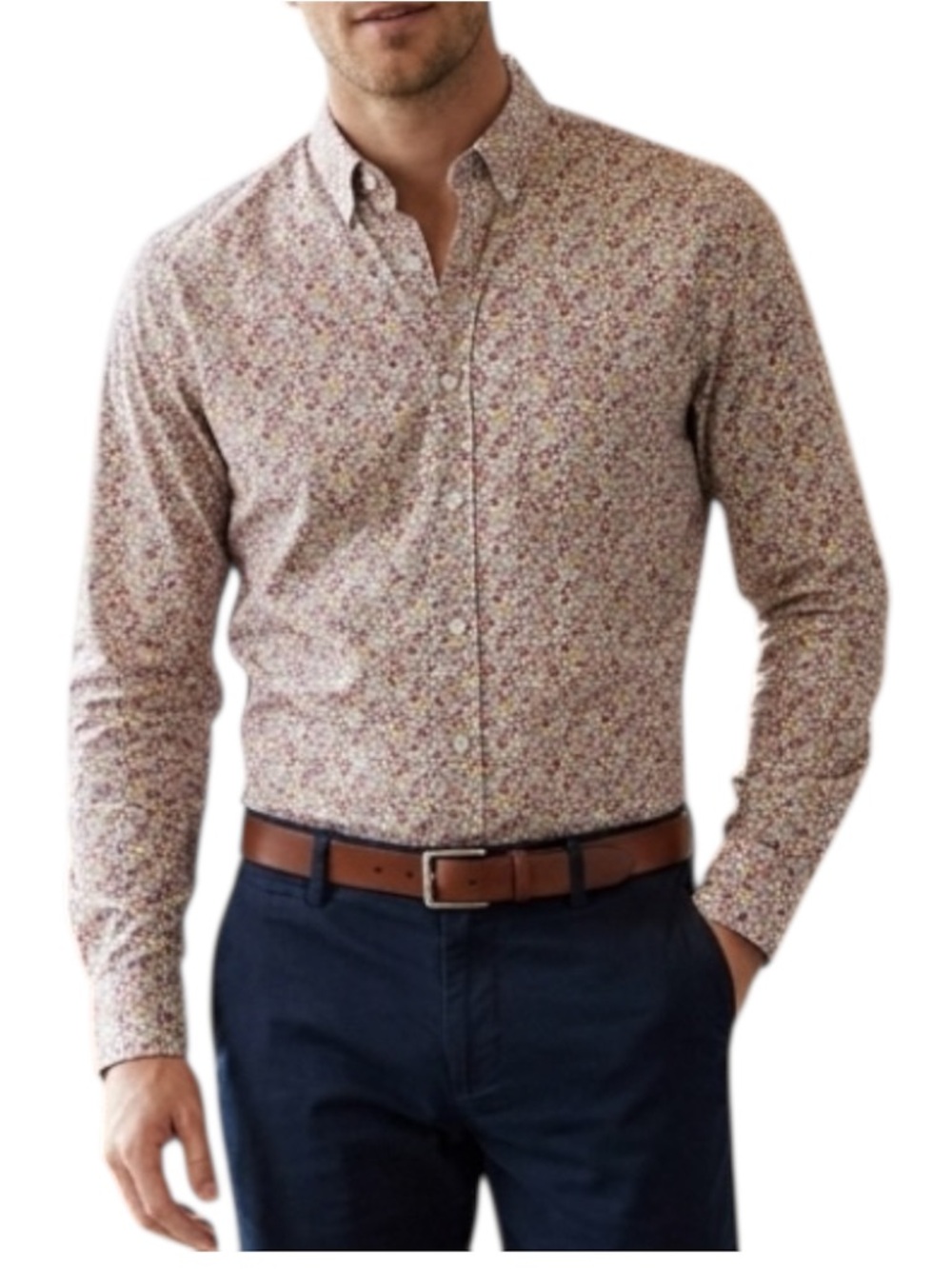 J.Crew Men's Slim Flex Washed Floral
Button Down Shirt Red Yellow - Large